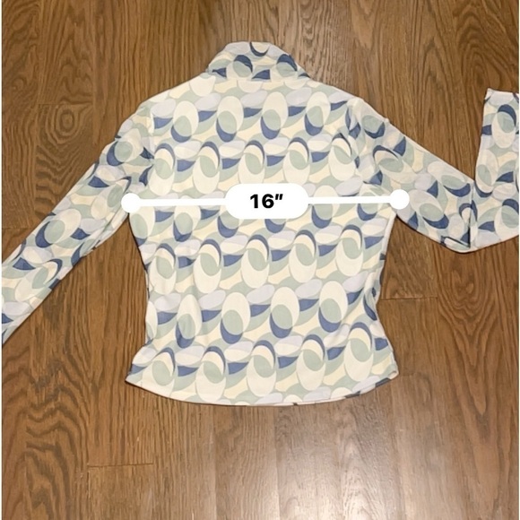 MONTEAU Pastel Printed Long sleeve Mesh Top | Mockneck M y2k K - Picture 4 of 6